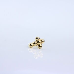 9kt Gold Nose Piercing with a mini bubble cross solid 9k gold New
